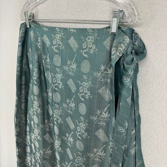 NHA MAY LAI Skirt M Wrap Tie Belt Brocade Vietnamese Traditional Sarong Blue - Picture 4 of 13